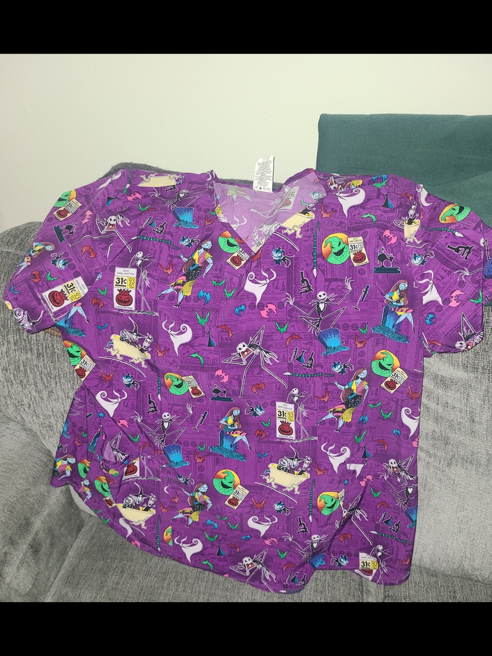 Purple Nightmare Before Christmas Scrub Top